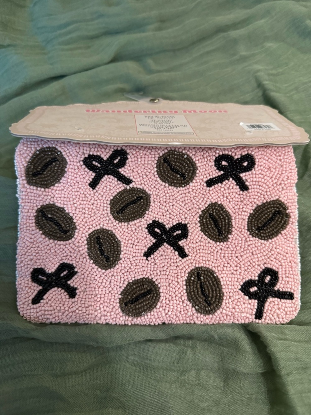 Wandering Moon Pink Beaded Cocktail Wristlet - Picture 2 of 7